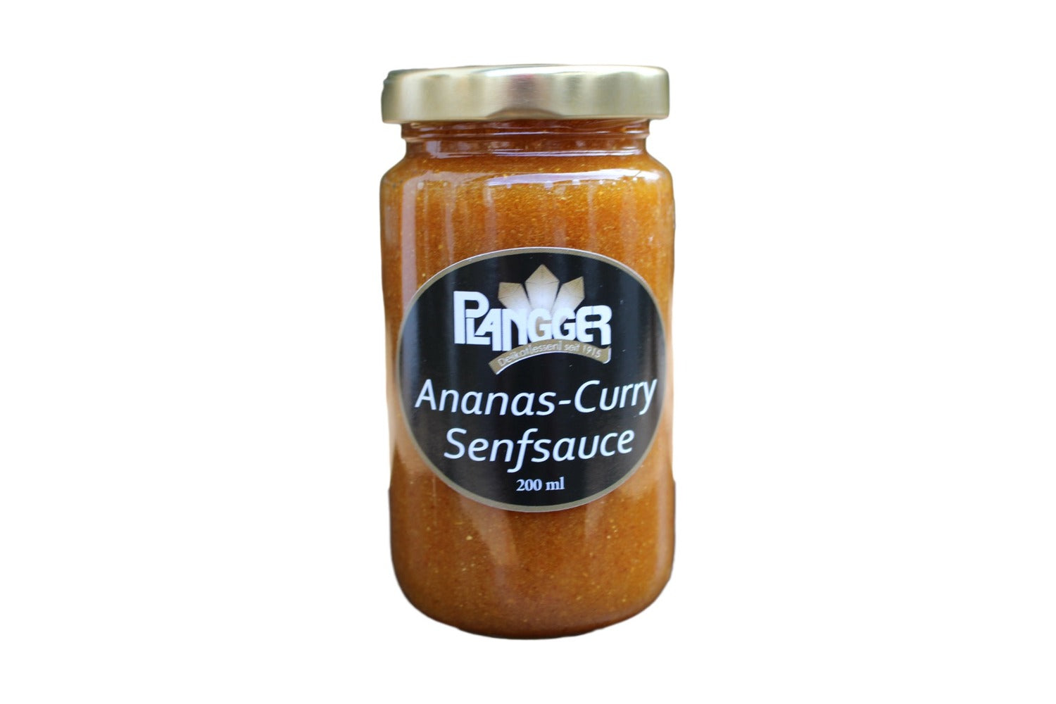 Plangger Delikatessen Glas mit Ananas Curry Senfsauce 200 ml
