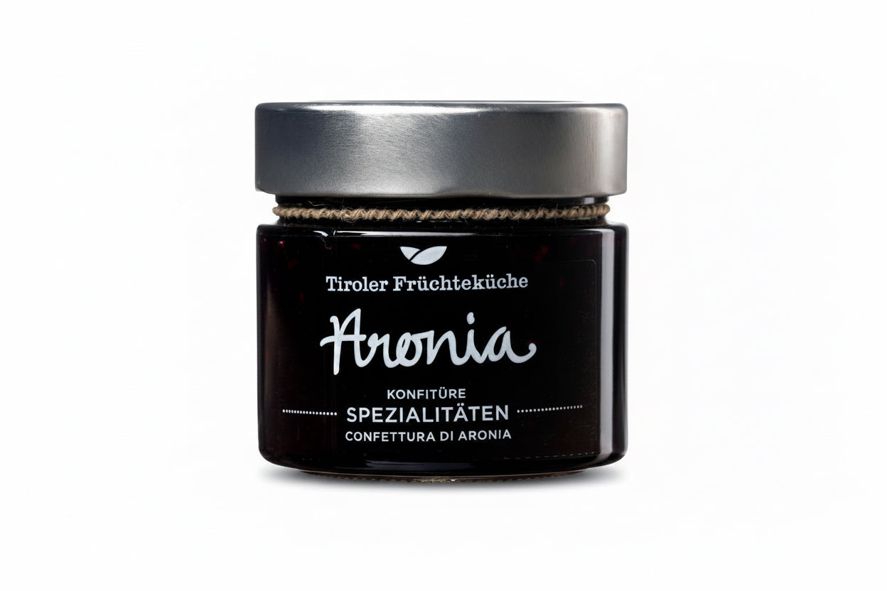 Tiroler Früchteküche Aronia Konfitüre Spezialitäten Fruchtaufstrich im Glas 220g