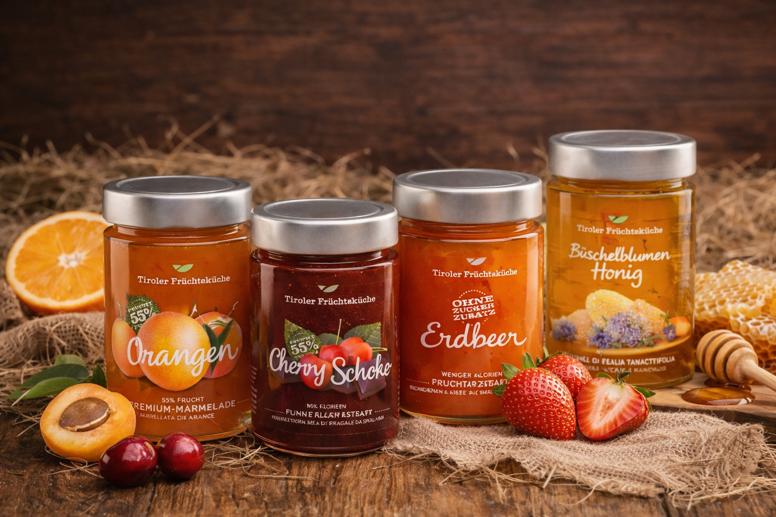 4 Glaeser Fruchtaufstrich Marmelade von Tiroler Früchtekücher