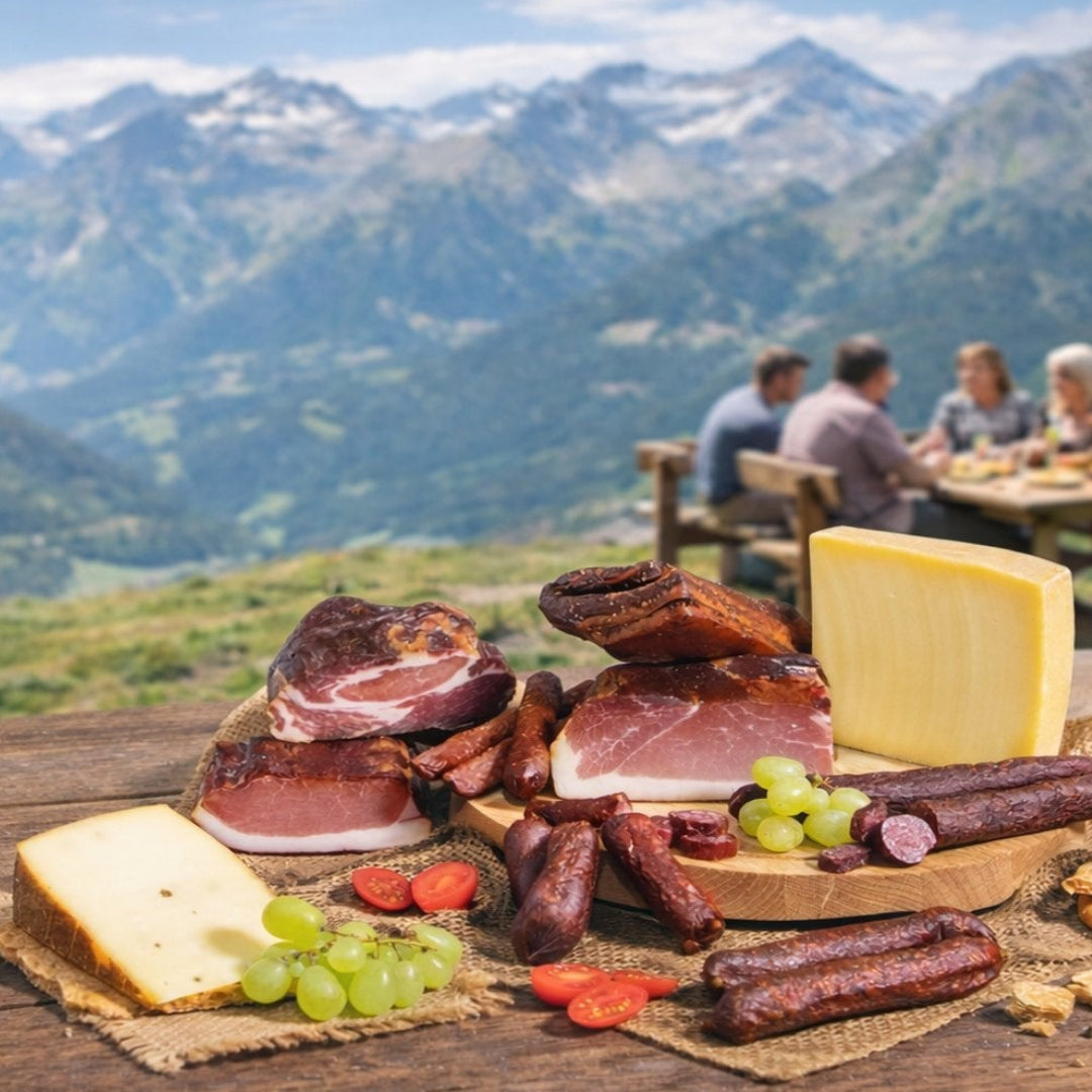 HeroBild_Genusswelt_Tirol_Speck_und_Kaese_auf_Alm