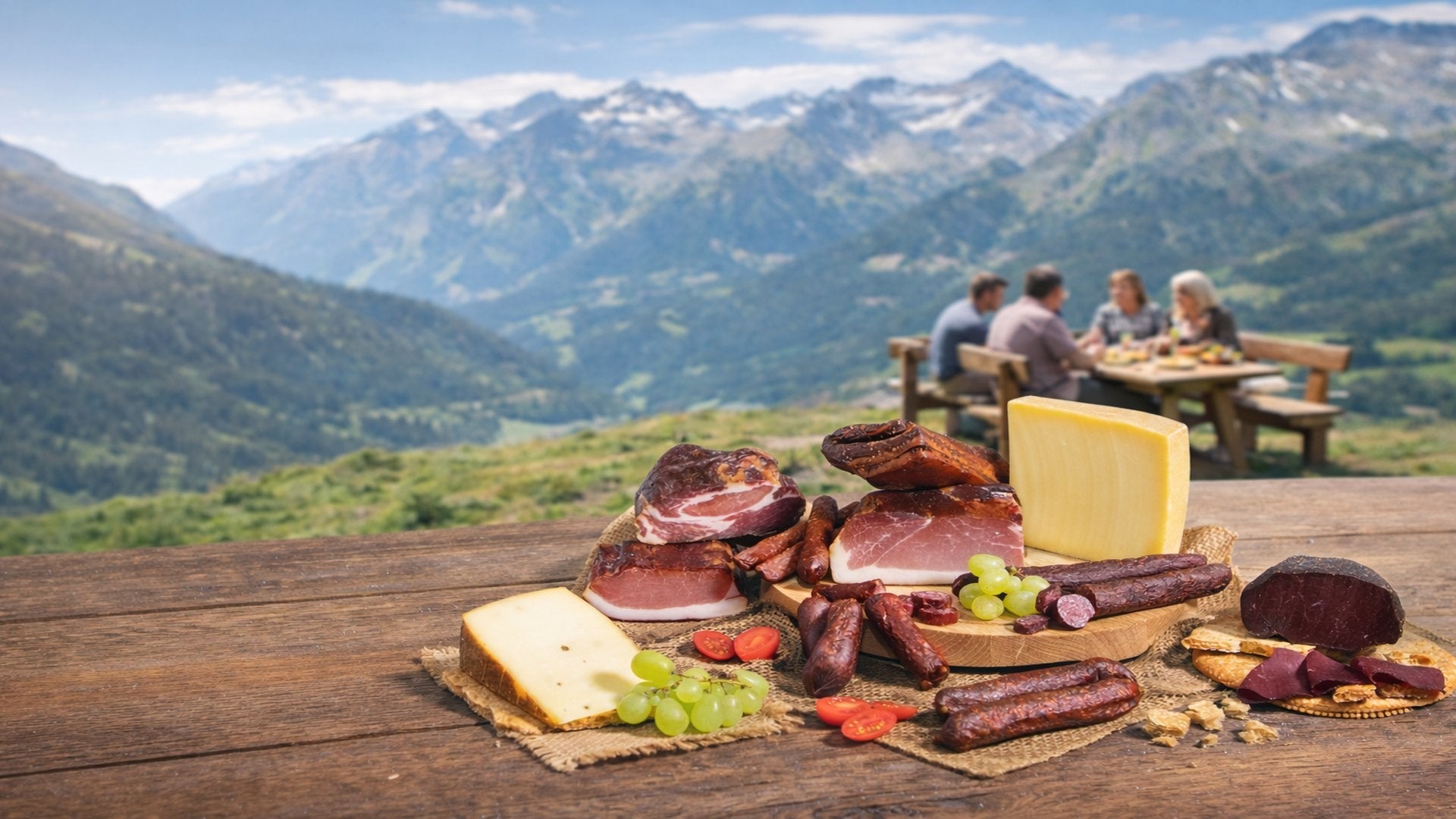 HeroBild_Genusswelt_Tirol_Speck_und_Kaese_auf_Alm