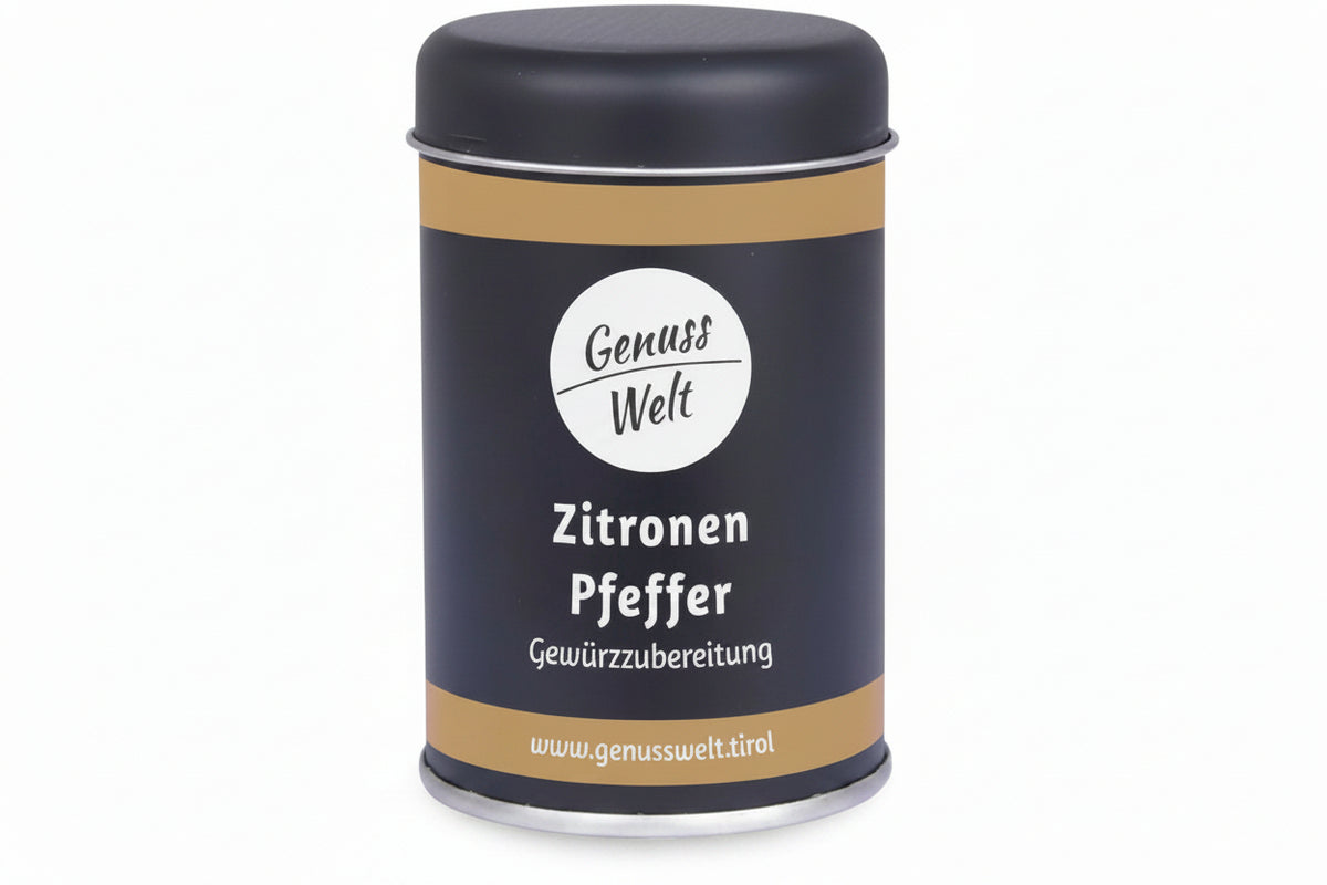 Zitronen-Pfeffer Gewürzzubereitung in der praktischen Streudose mit Deckel 100g