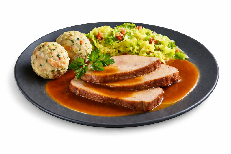 Ager Wild Fertiggericht Teller mit Wildschweinbraten mit Sauce und dekorativen Beilagen