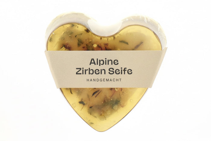 Alpine Zirbenseife handgemacht 84g Himmelgrün Herz 