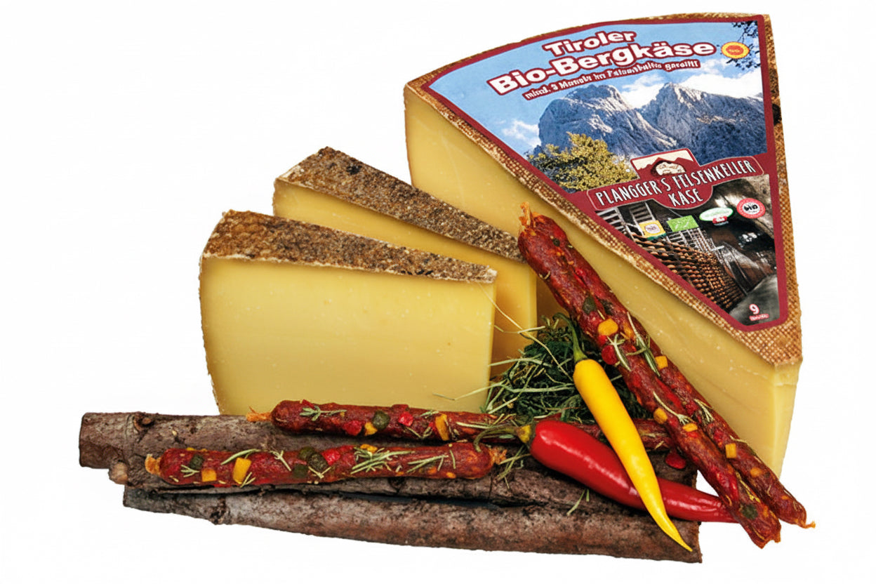 Käserei Plangger Tiroler Bio Bergkäse 9 Monate Zwickel und kleinere Stücke 500g