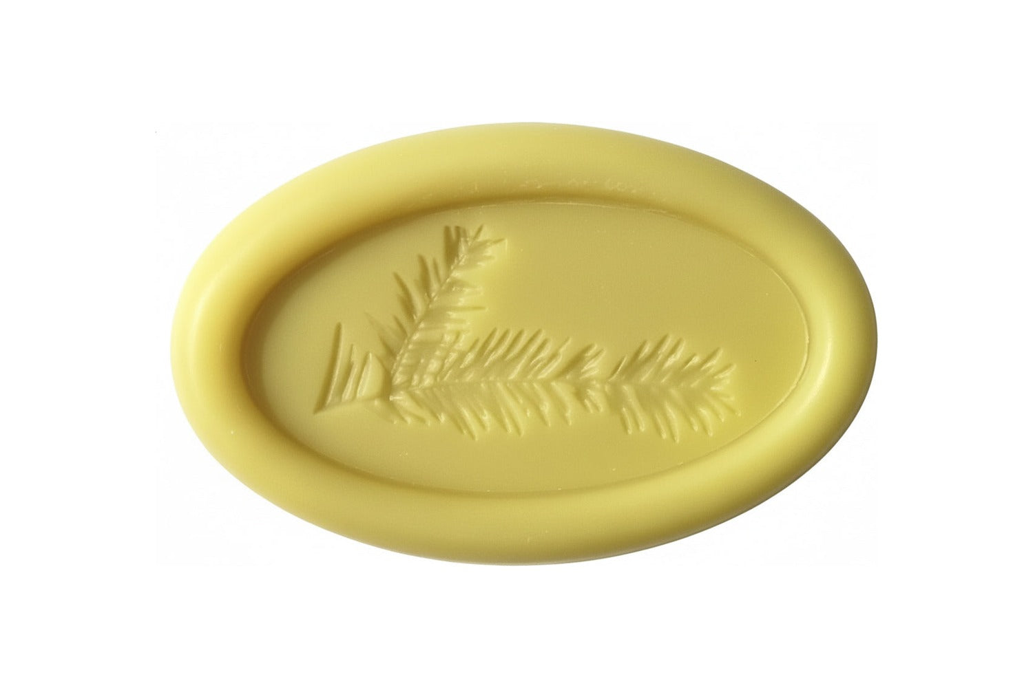 Karl Designs Tiroler Seife oval 100g Sorte Zirbe Rückseite mit Zirbenzweig Abbildung