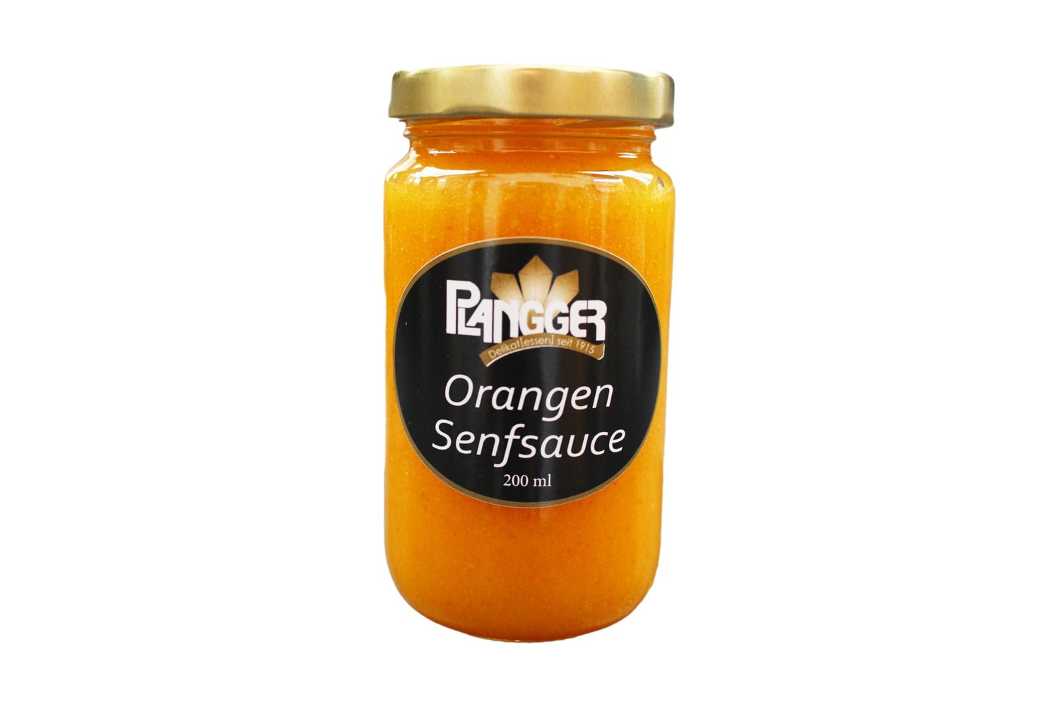 Plangger Delikatessen Glas mit Orangen Senfsauce 200 ml