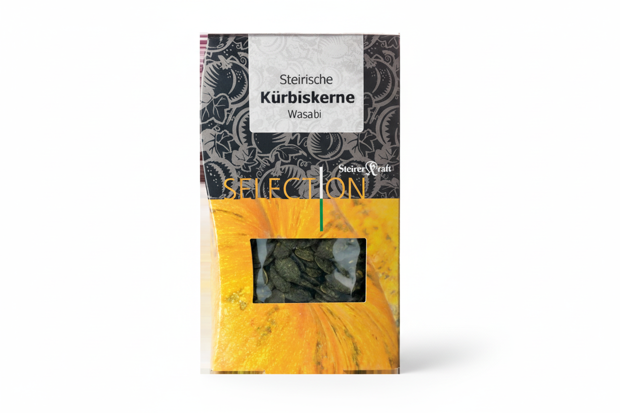 Steirerkraft Steirische Kürbiskerne 200g mit Wasabi im Karton