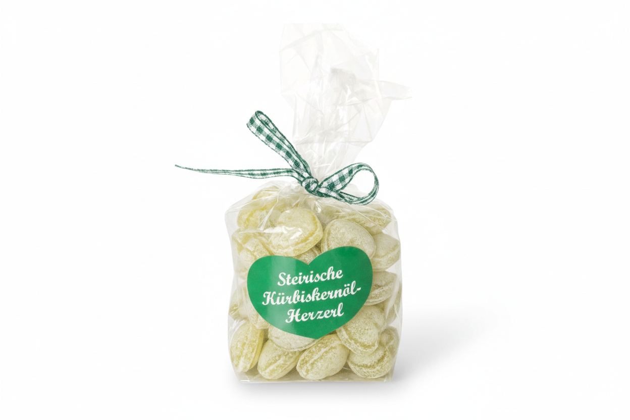 Steirerkraft Steirische Kürbiskernöl Herzerl Zuckerl im Beutel 100g