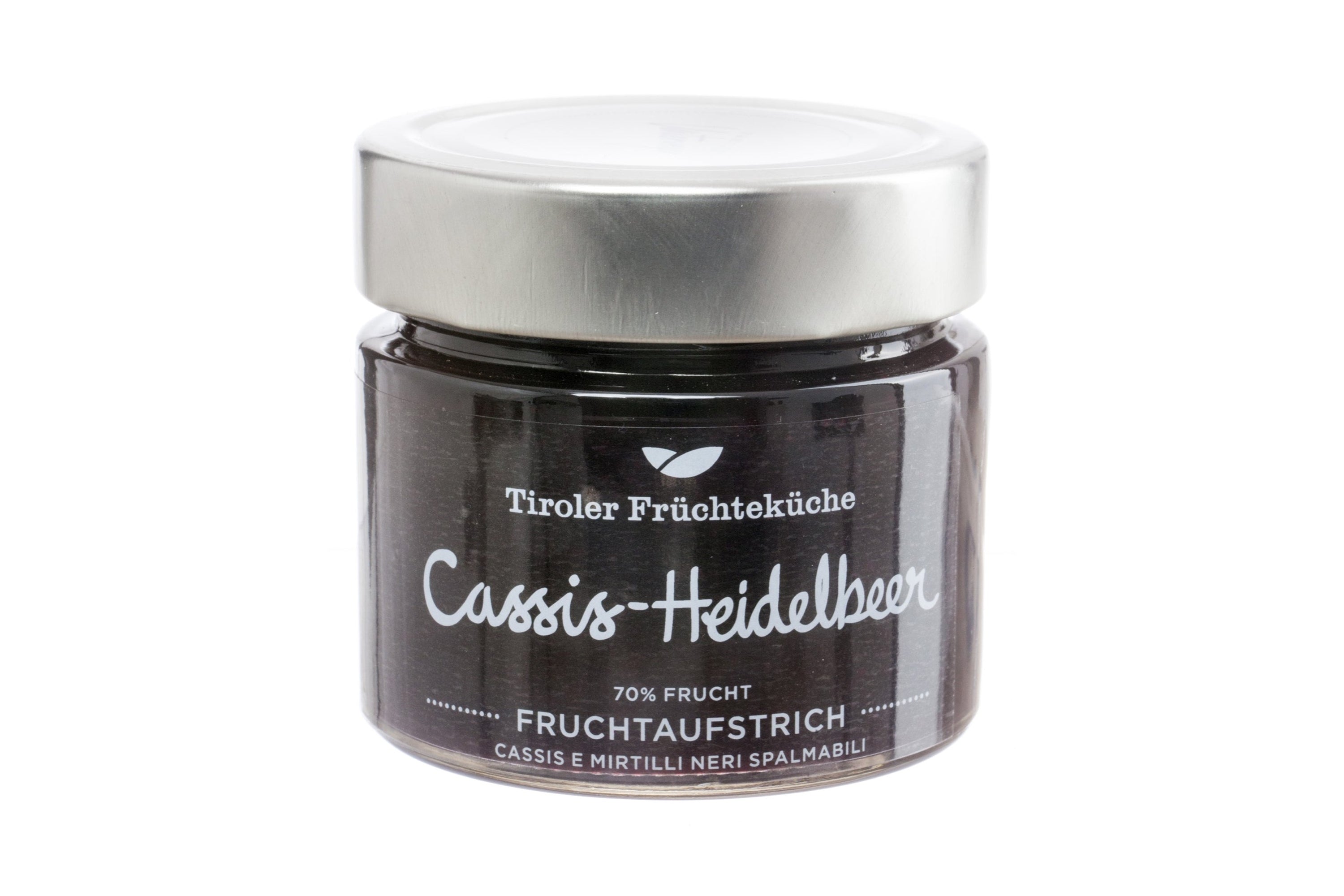 Tiroler Früchteküche Cassis Heidelbeer Fruchtaufstrich im Glas 200g