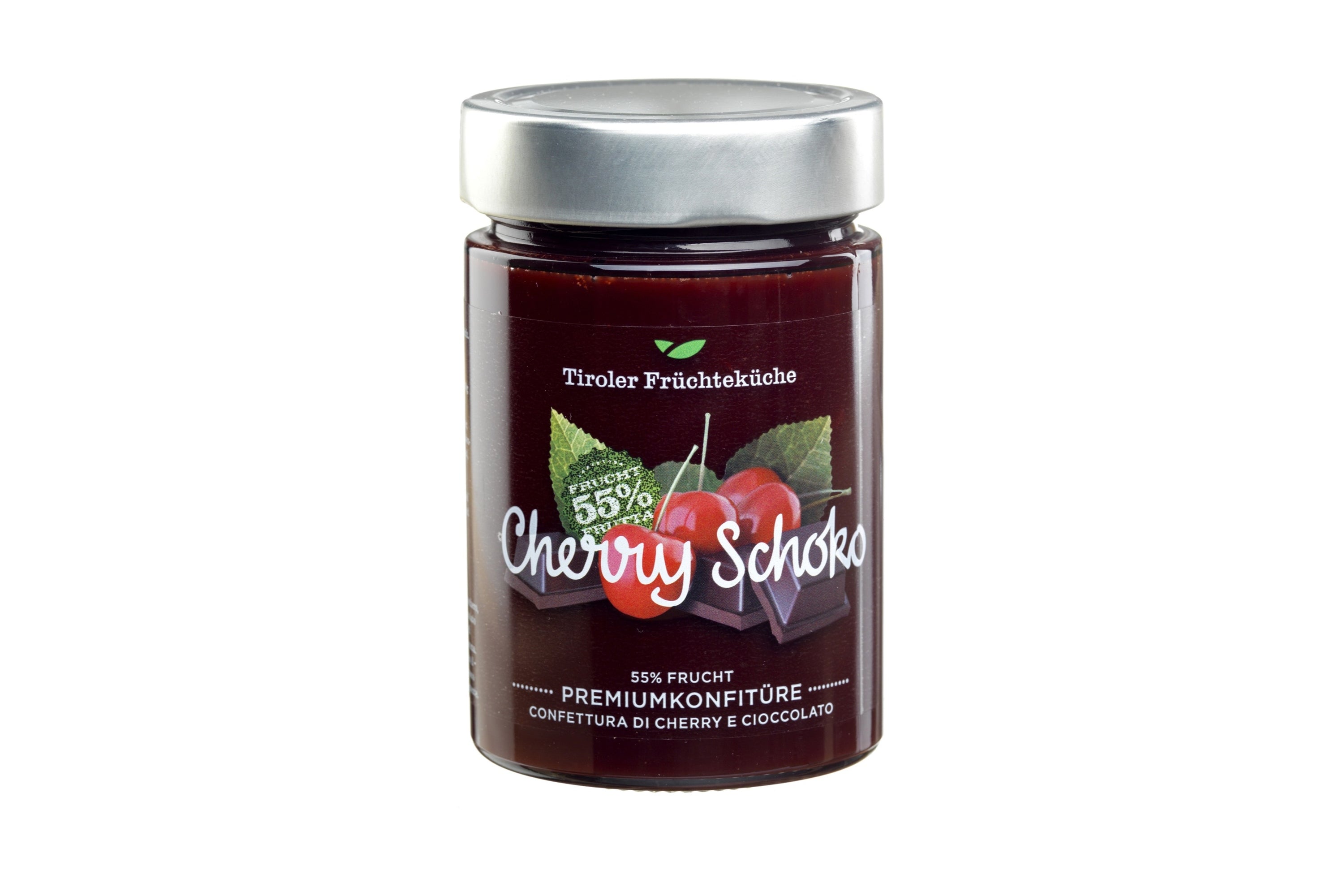 Tiroler Früchteküche Cherry Schoko Premiumkonfitüre im Glas 420g