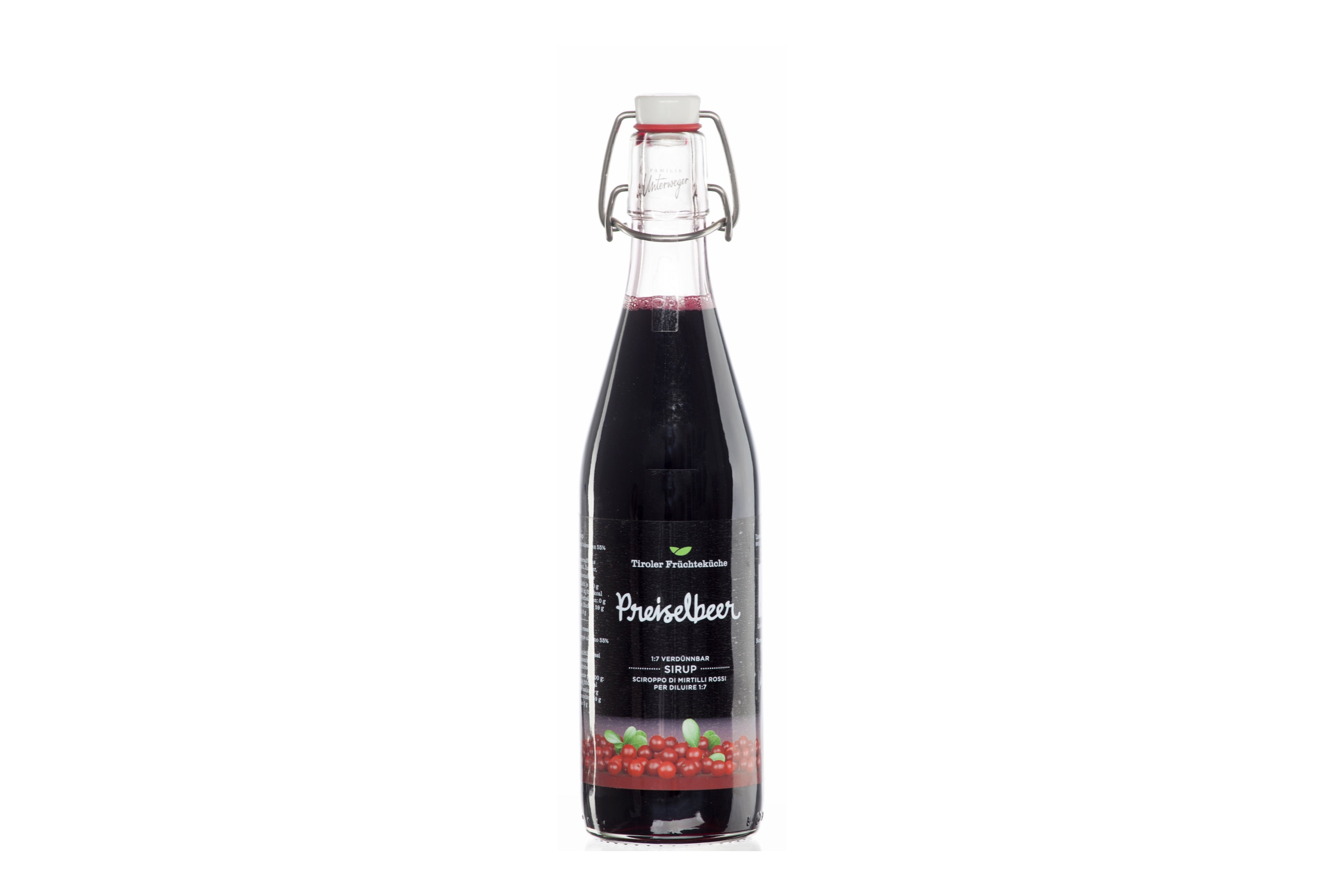 Tiroler Früchteküche Fruchtsirup Preiselbeer im Retroglas 500ml