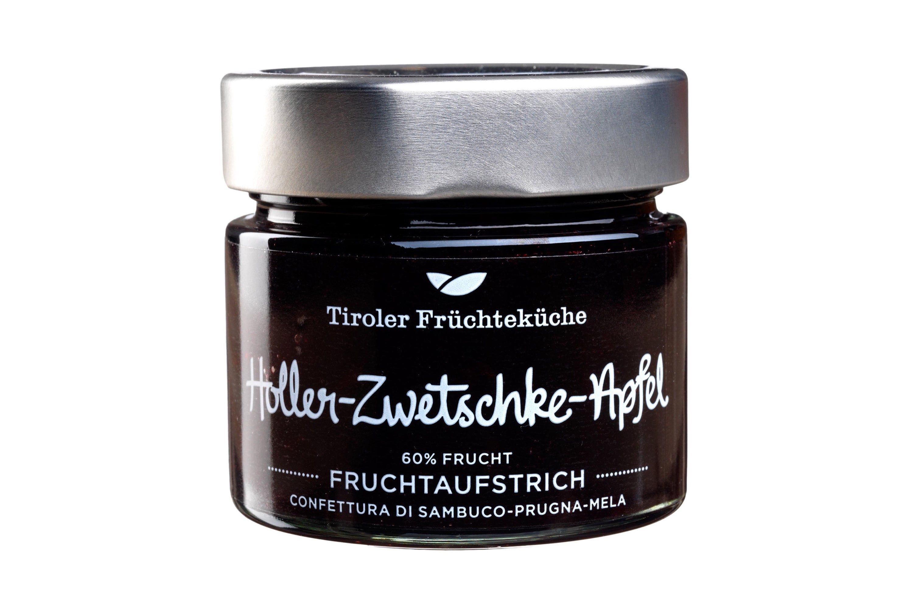 Tiroler Früchteküche Holler Zwetschke Apfel Fruchtaufstrich im Glas 200g